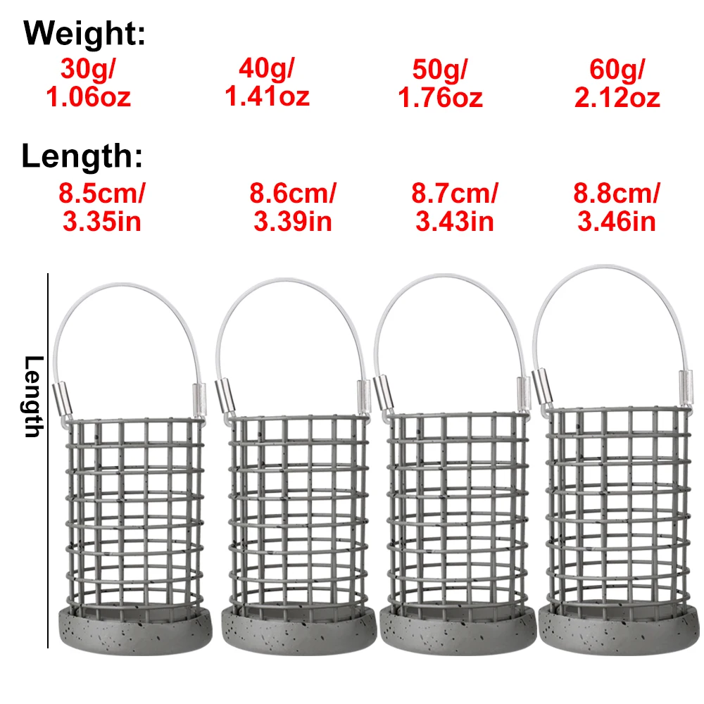 FTK-jaula de cebo de Metal estilo europeo lituania, 30g-60g, accesorios de pesca, alimentador de pájaros cilíndrico de Metal, pesca - imagen 5
