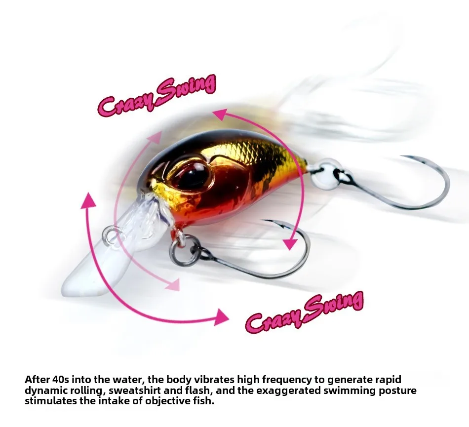 SWOLFY 4 Uds Micro hundimiento Crankbait 40mm 2,1g cebos duros artificiales Wobblers de agua dulce señuelos de pesca de trucha y perca - imagen 5