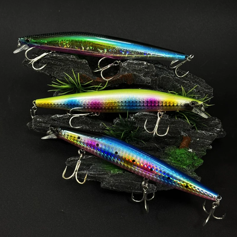 Señuelo de Pesca superior que se hunde Minnow 140S 140mm 26g agua salada lubina negra señuelos de Lucio cebos duros de fundición larga accesorios de Pesca - imagen 4