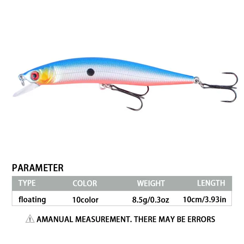 Wobbler Minnow con ojos 3D, para lucio y perca artificial
