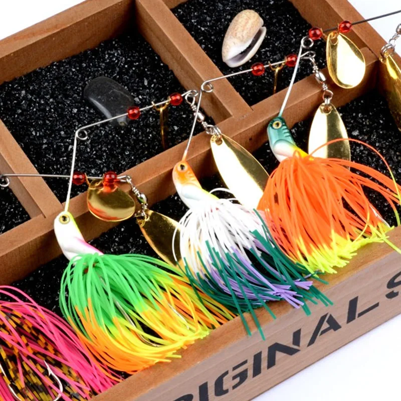 Cebo giratorio con lentejuelas, anzuelo con cabeza de plomo, falda de silicona, Swimbait, Lucio, lubina, aparejos de Pesca, 1 ud. - imagen 4