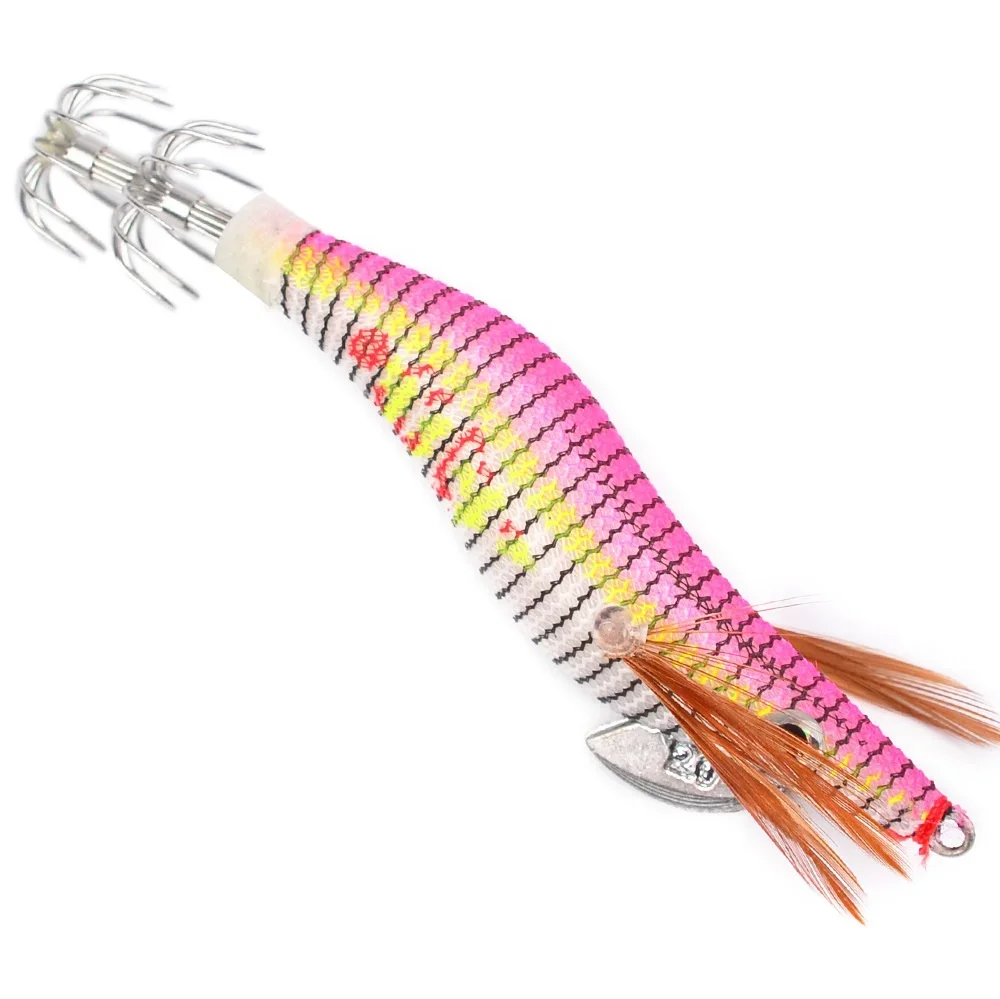 Señuelo de Pesca de calamar, anzuelo de camarón de madera, cebo Artificial 3,0 #3,5 #, aparejos de Pesca de pulpo y Sepia, 30 piezas - imagen 3