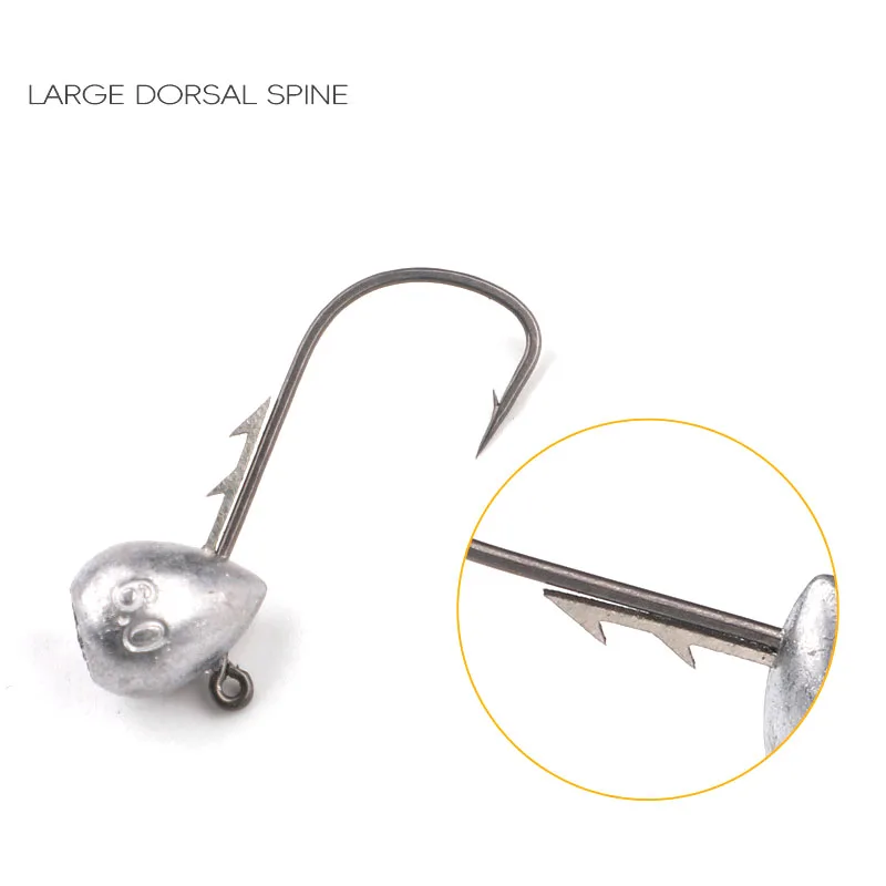 Anzuelo de cabeza plomada de 10 piezas, 2,5g/3,5g/4,5g/6g, pez Roca, anzuelo de púas, trucha, gusano suave, señuelo, anzuelo de pesca - imagen 3
