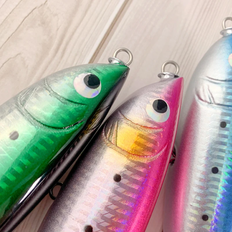 OBSESSION WD108 señuelo de madera de pesca de curricán hecho a mano 70g con superficie de gancho de origen carpa de lubina de agua salada cebo de lápiz de madera flotante - imagen 5