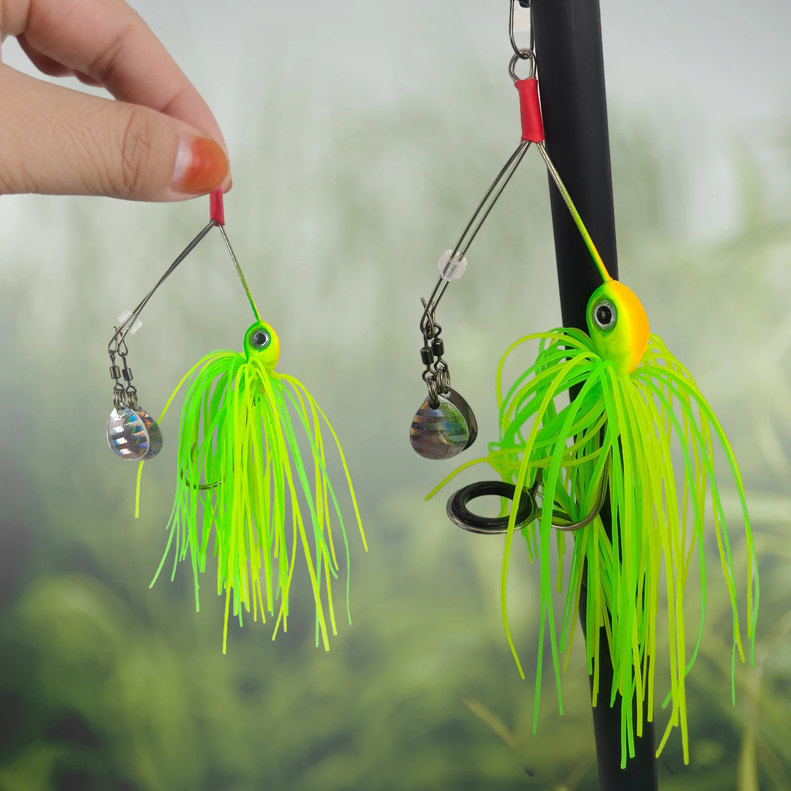FREE FISHER Spinnerbait micro con lentejuelas y faldas de goma - imagen 3