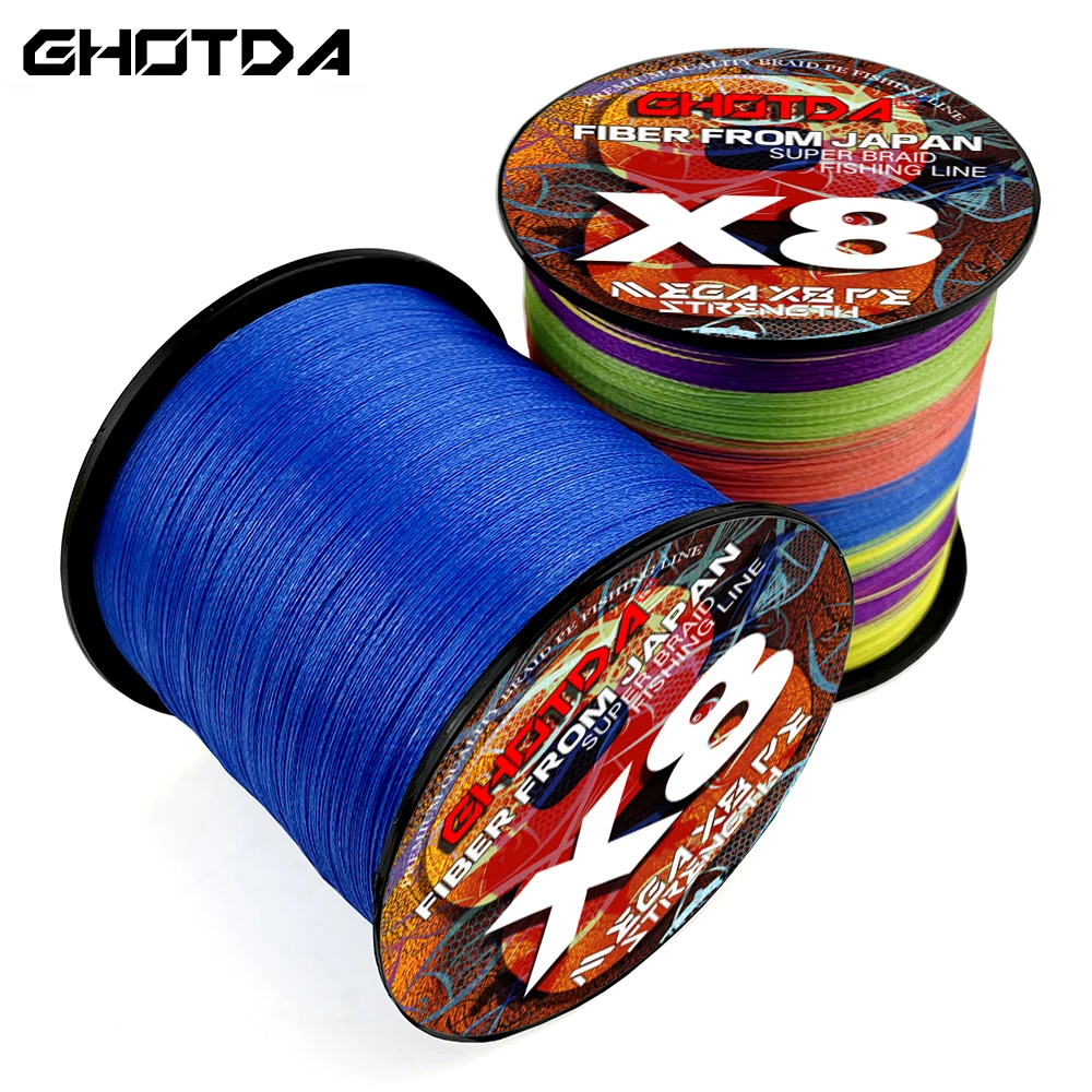 Ghotda-sedal de pesca trenzado 8x, 100m, 300m, 500m, multifilamento japonés, para carpa, 18-78LB, 10 colores disponibles - imagen 4