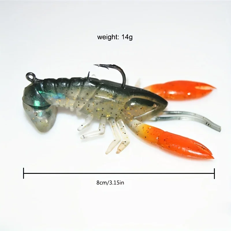 1/2/3 Uds 8cm/14g atrapa más peces con cangrejos Señuelos de pesca-cebo suave de langosta y garra para pesca en caña - imagen 2