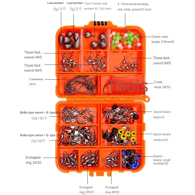 PRO BEROS-caja de aparejos de pesca, Set de 165 piezas, pesas giratorias, cabezas de plantilla, conjunto de accesorios de pesca, broches Fastlock, fáciles de llevar - imagen 4