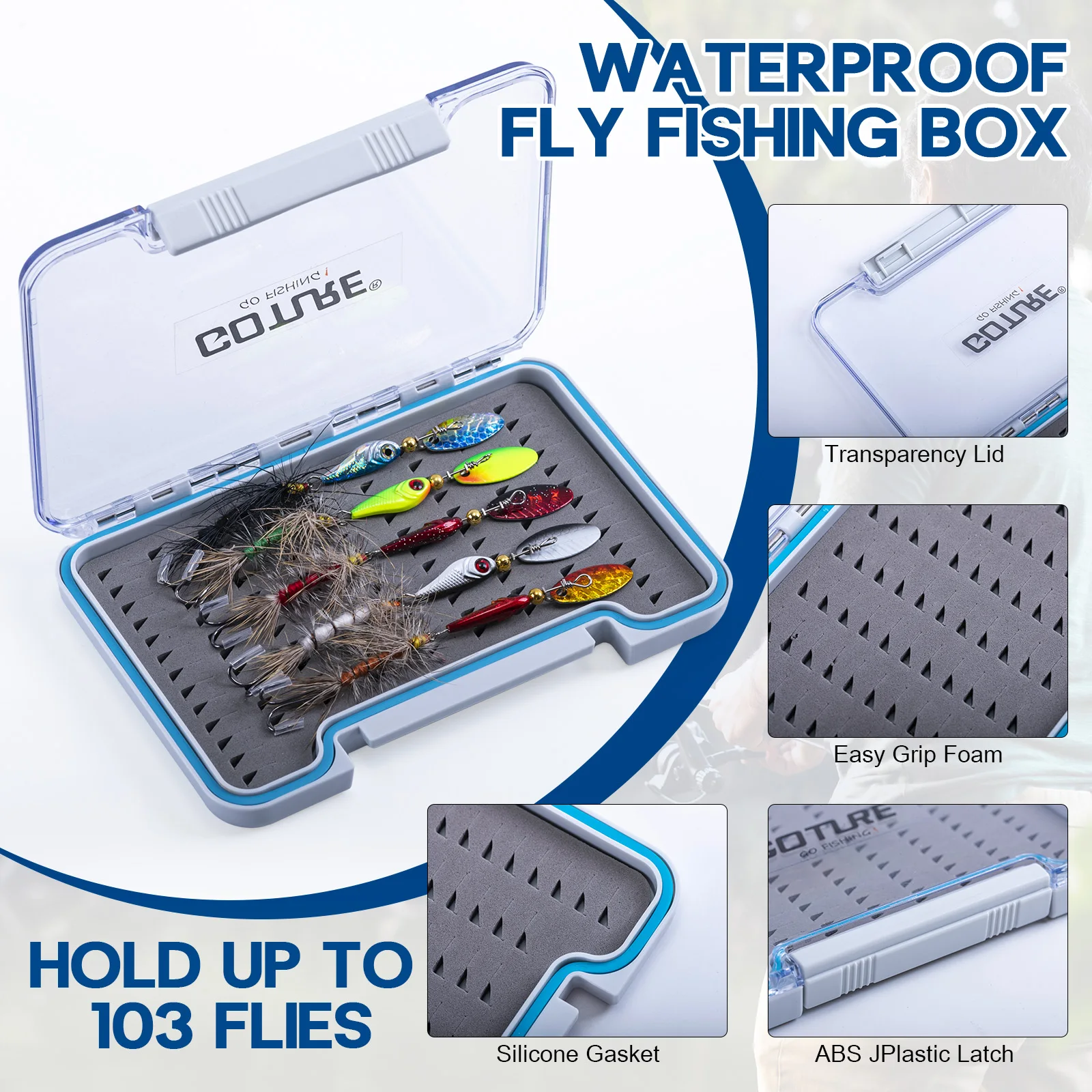 Goture 4,7g 5,3g señuelo cuchara giratoria dura cebo de ninfa húmedo seco con anzuelo triple de acero rico en carbono con caja Wobblers Bass Pesca - imagen 5