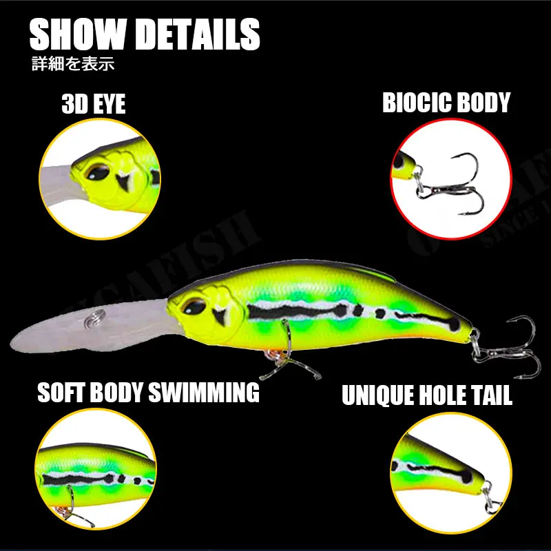 Pececillo flotante de largo alcance, 85mm, 17,5g, agua dulce, Accesorios para Pesca, pez negro, Leurre Isca, Wobblers artificiales, equipo de cebo - imagen 4