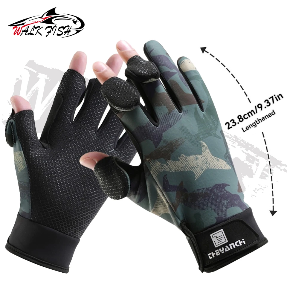 Guantes de pesca WALK FISH para deportes al aire libre en otoño e invierno, pantalla táctil, antideslizantes, de silicona, gruesos, cálidos, resistentes al desgaste - imagen 2