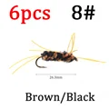 6pcs Brown Black