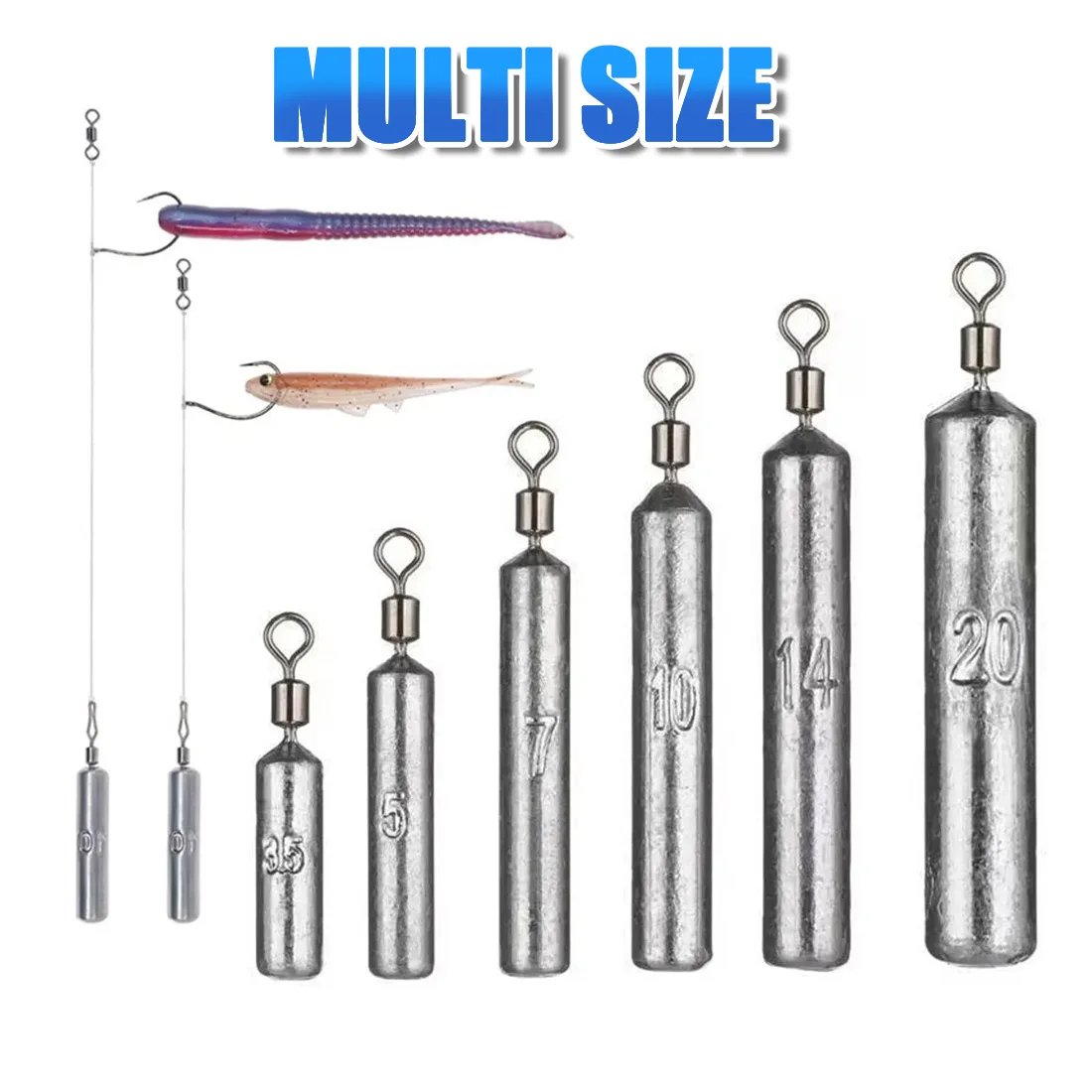 FishTrip pesas de pesca 5 ~ 20 piezas tubo bala plomada colgante para aparejo gratuito Jika Rig pesca plomo aparejos de pesca Accesorios - imagen 3