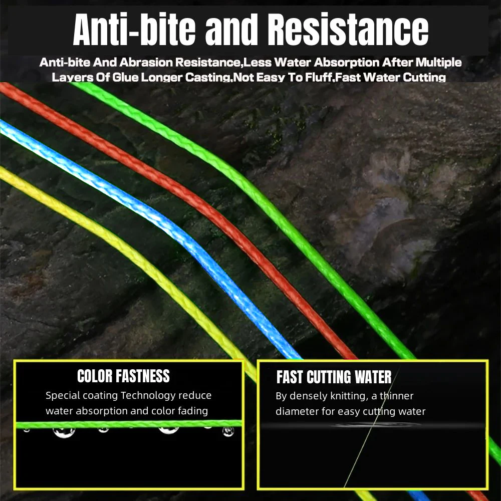 Línea de pesca trenzada mejorada PE X12, 1000M, 300M, 500M, alambre multifilamento de PE, súper fuerte, resistente al desgaste para pesca de carpa - imagen 3