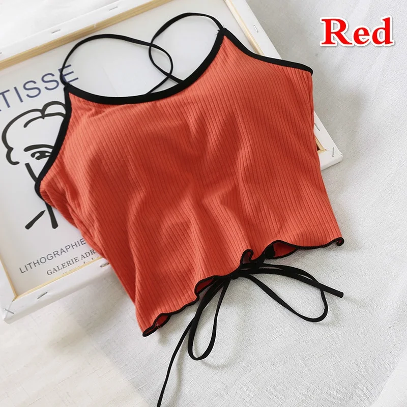 NOVEDAD DE VERANO 2023, Tops cortos ajustados con espalda abierta y cojín en el pecho para mujer, camisola Sexy de Color sólido, ropa para mujer - imagen 5