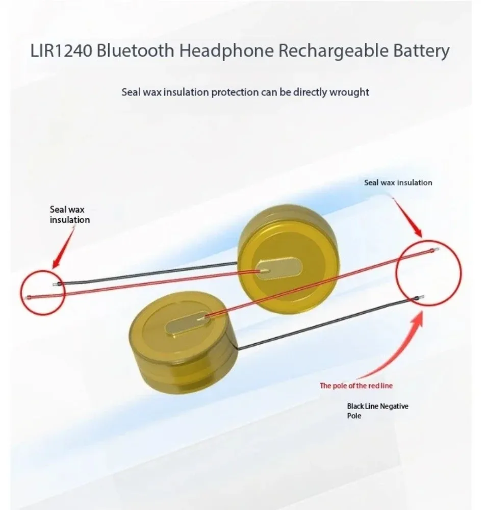 Batería litio 3.6V LIR1240 recargable con cables para pesca - imagen 4