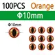 100pcs Orange 10mm