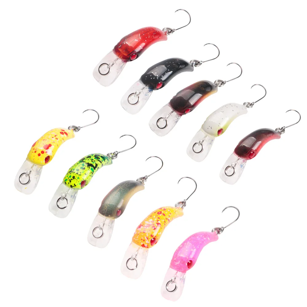 Mavllos-cebo de pesca duro Minnow, 3,7 cm, 1,5g, arco de un solo gancho, anzuelo flotante profesional, Wobbler Jig, señuelo de pesca de lubina a rayas - imagen 3