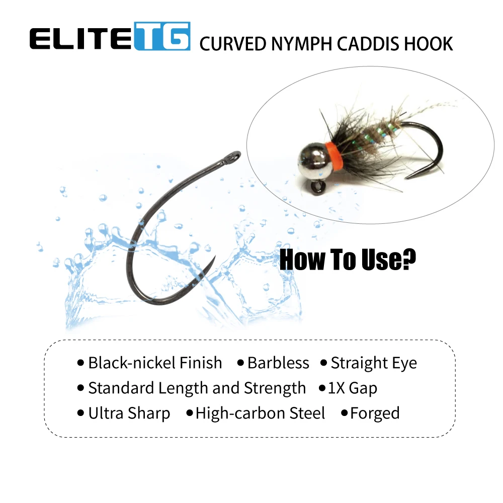 Elite TG 100PC Fly Tying Jig Hooks,Fly Fishing High Carbon Barbless Hook Wide Gape Jig Dry Wet Caddis Nymph Fly Hooks Trout Lure - imagen 4