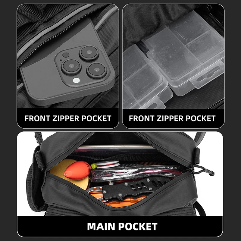 Bolsa de pecho táctica Luya para pesca, bolsas de cintura Molle de camuflaje grandes, equipo de senderismo al aire libre, paquete de almacenamiento portátil, bolsa de aparejo de caña EDC - imagen 5