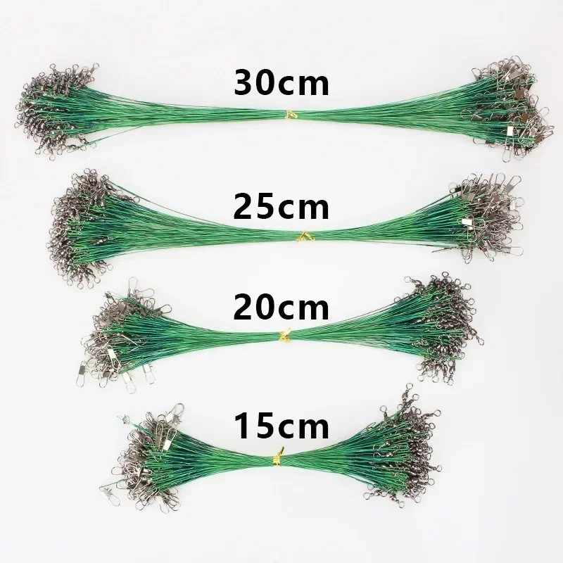 20/50/100/200 Uds sedal de pesca de acero antimordida hebilla giratoria alambre de acero plomo fuerte tensión pesca alambre accesorios de pesca - imagen 4