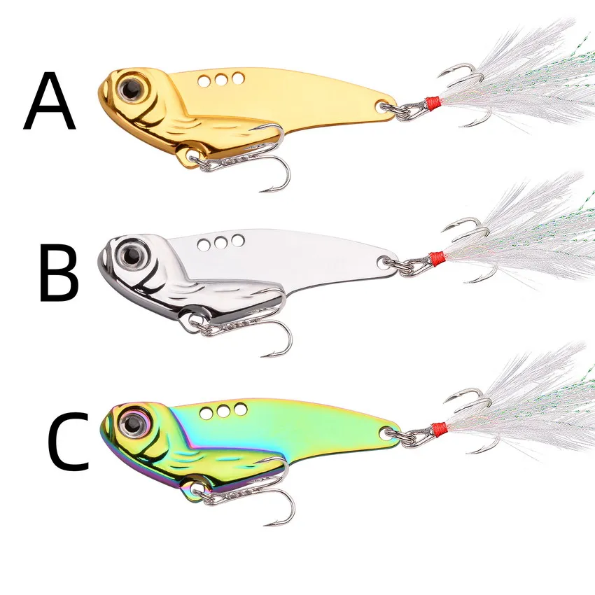 Cebo duro de Metal para Pesca, anzuelo de 3 uds, VIB Blade, cuchara de aguja giratoria vibratoria, Jigs, aparejos de trucha, toda la capa de agua, cebos de Pesca para hundir - imagen 3