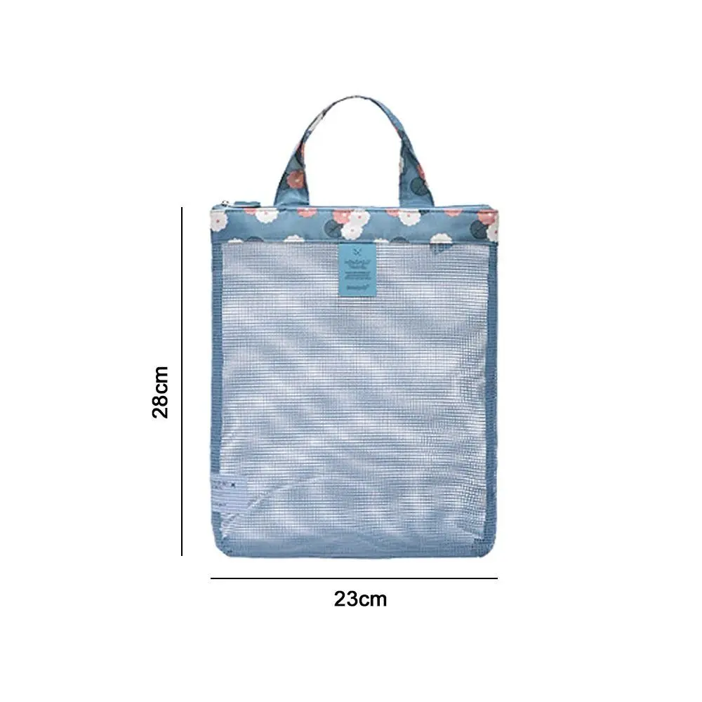 Bolsa de ducha de malla con detalle floral y transparente