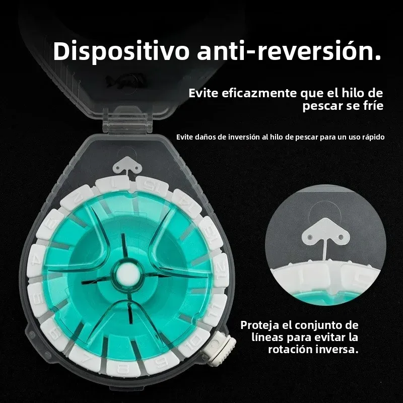 Herramienta de bobinado de línea principal de pesca con dispositivo antiinverso, hoja integrada, hebilla retráctil, caja de almacenamiento de sedal de pesca - imagen 2