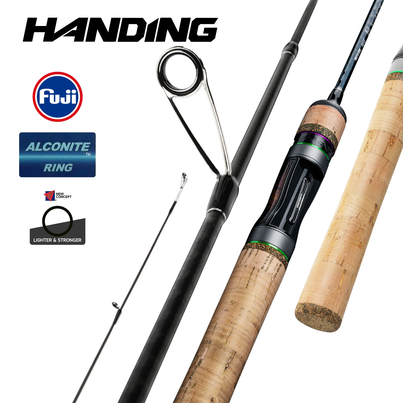 HANDING Magic L Trout Ultralight BFS Caña de Pescar, Fibra de Carbono 30Ton, Anillas Fuji, UL/L, para Spinning y Casting, Mango de Corcho