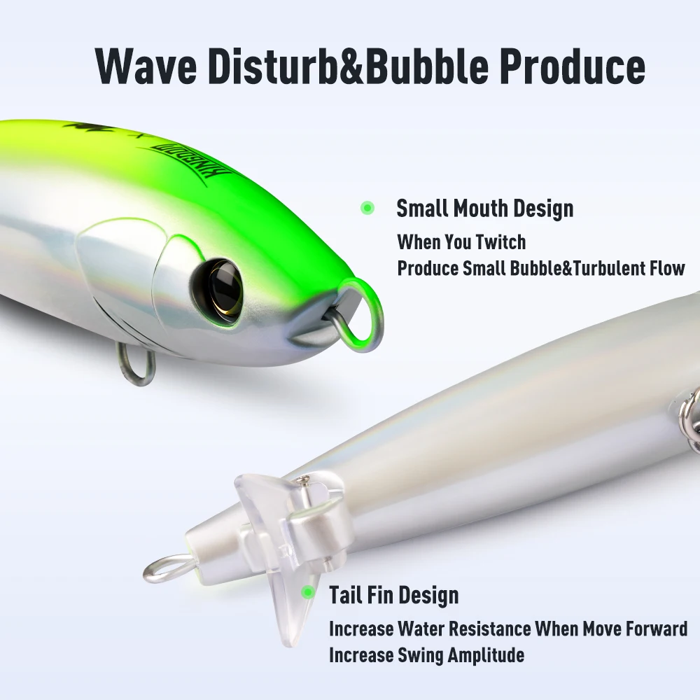 Kingdom-señuelo tipo lápiz que se hunde, fundición lejana, 150mm, 89g, burbuja oscilante de alta frecuencia, alambre de acero inoxidable, cebo de pesca de agua salada Bas - imagen 5
