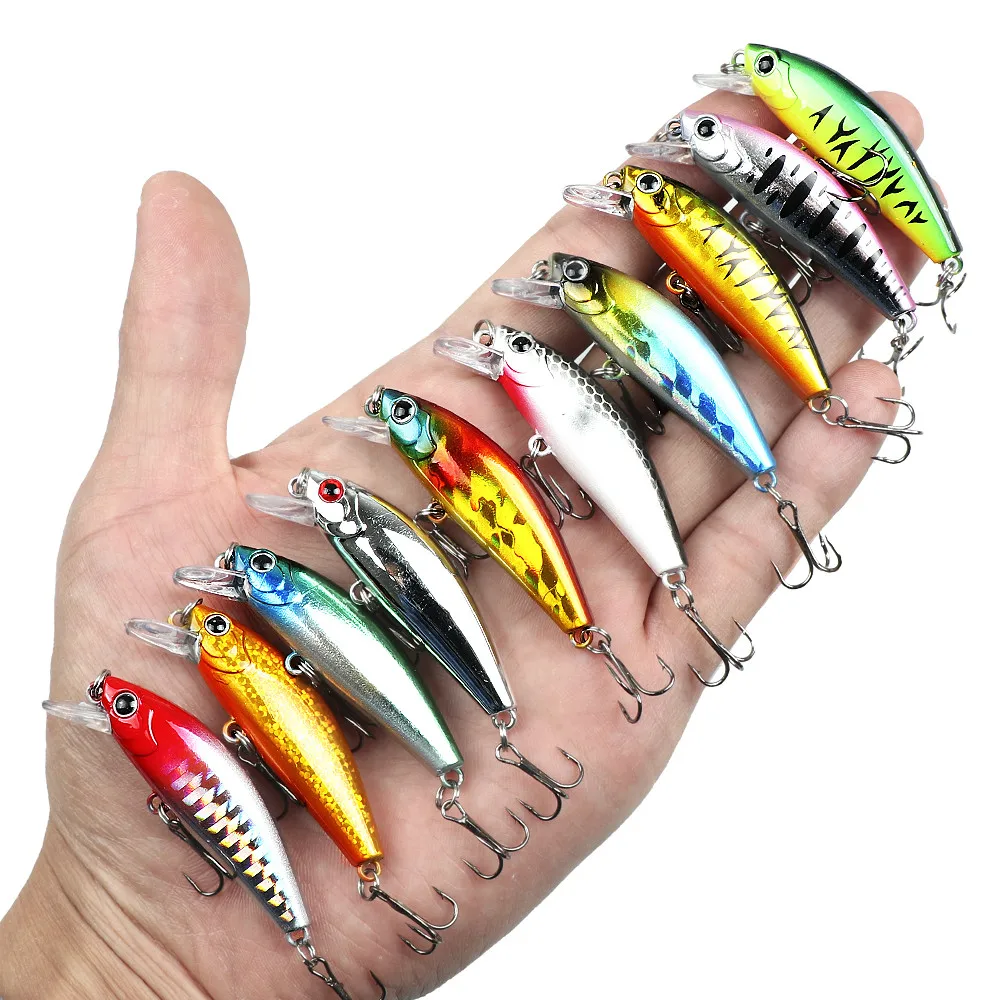 Señuelo de pesca que se hunde Minnow 6,5g/5cm Killer Sebarau Pavo Real ojos 3D cebo láser con 2 anzuelos Trible - imagen 5