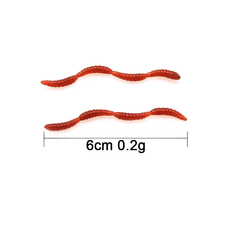 100 Uds 60mm pesca de lombriz realista gusano luz fluorescente señuelo suave cebo de silicona aditivo de olor a pescado pesca de carpa lubina - imagen 2