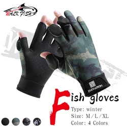 Guantes de pesca WALK FISH para deportes al aire libre en otoño e invierno, pantalla táctil, antideslizantes, de silicona, gruesos, cálidos, resistentes al desgaste