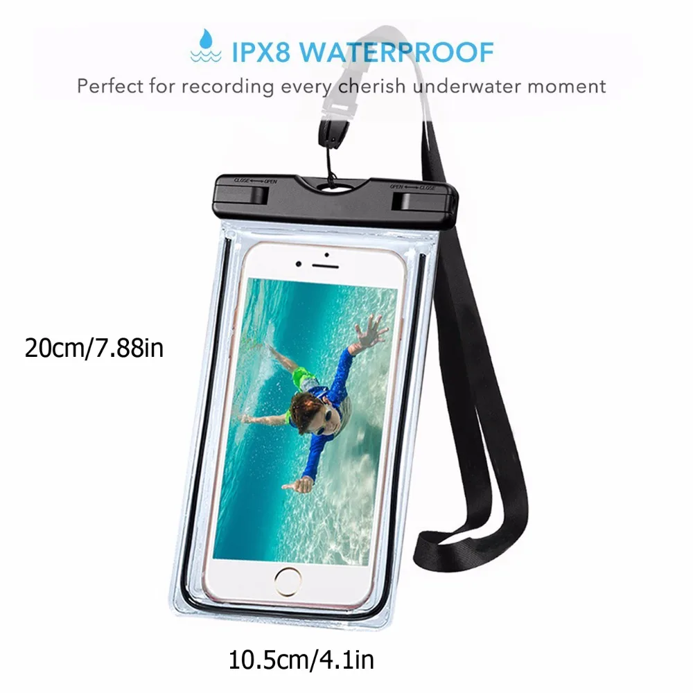 Bolsa Universal impermeable para teléfono móvil, bolsa seca, Protector subacuático para teléfono, cubierta PV para kayak, playa, pesca, 1 Uds. - imagen 2