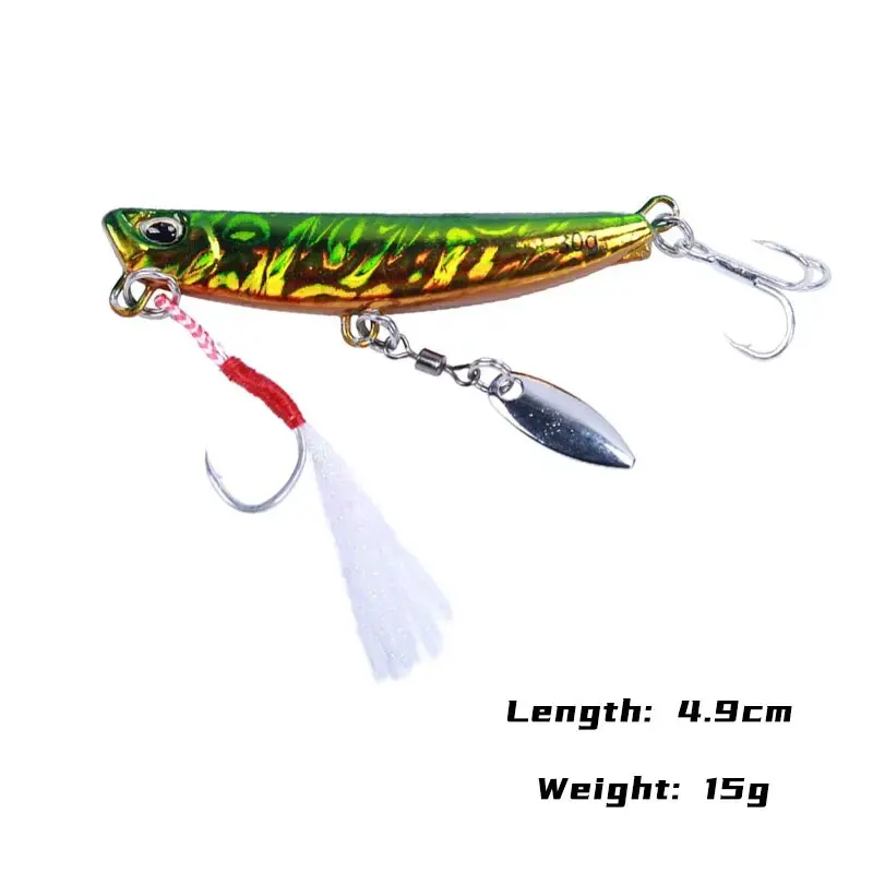 Cuchara de metal, Señuelos de Pesca, 4 unidades, cebos duros artificiales de 15G y 4,9 cm, Micro jig - imagen 2