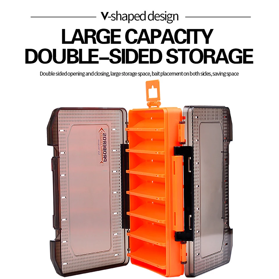 WALK FISH-caja de pesca de 1 piezas, 14 compartimentos, organización multifuncional, portátil, para exteriores, señuelos de doble cara, caja de aparejos de pesca - imagen 3