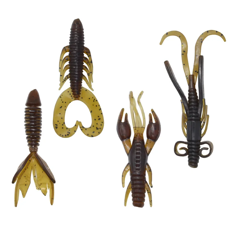 4 Uds señuelo suave gusanos señuelo de pesca en forma de 8g 6cm Wobblers conjuntos señuelo de camarones cebo de silicona Wobbler para curricán aparejos de pesca de lubina - imagen 2