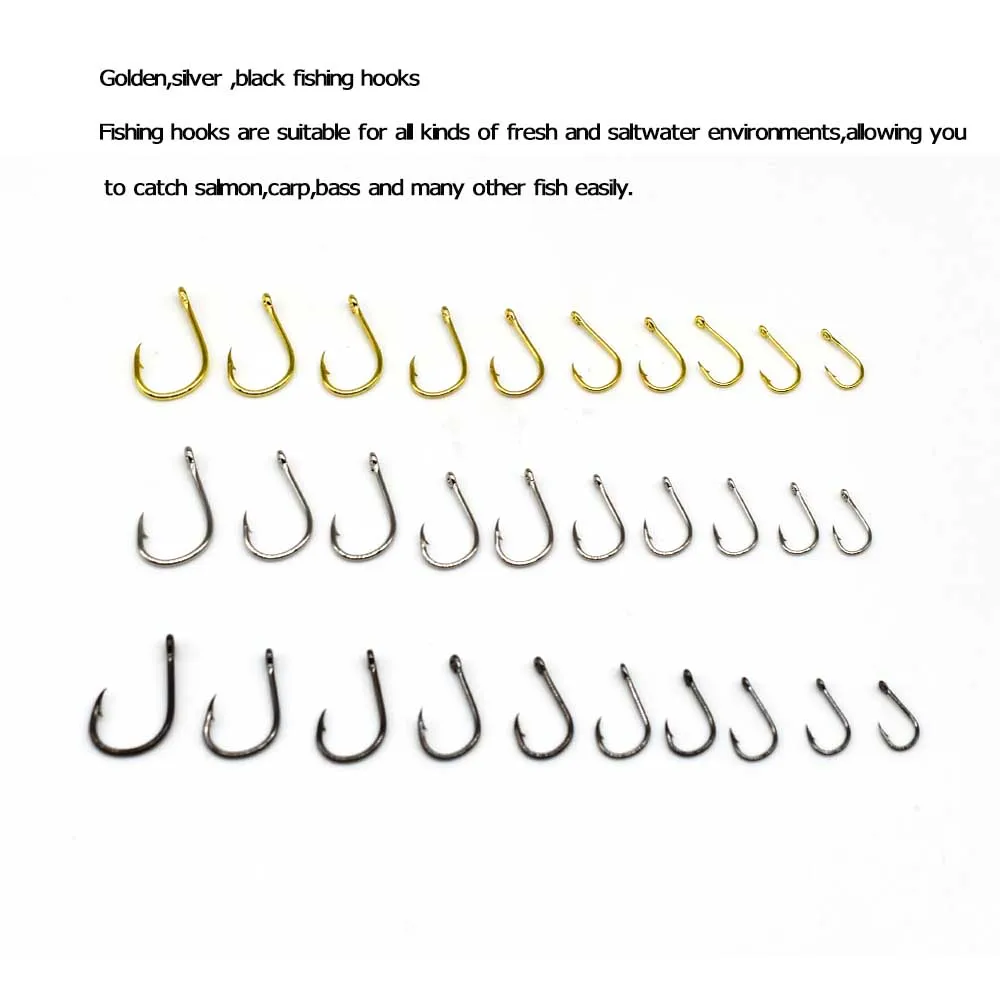 MNFT 200 piezas 3 # -12 #   Juego de anzuelos de pesca con púas de acero rico en carbono para accesorios de pesca de agua dulce y salada - imagen 4