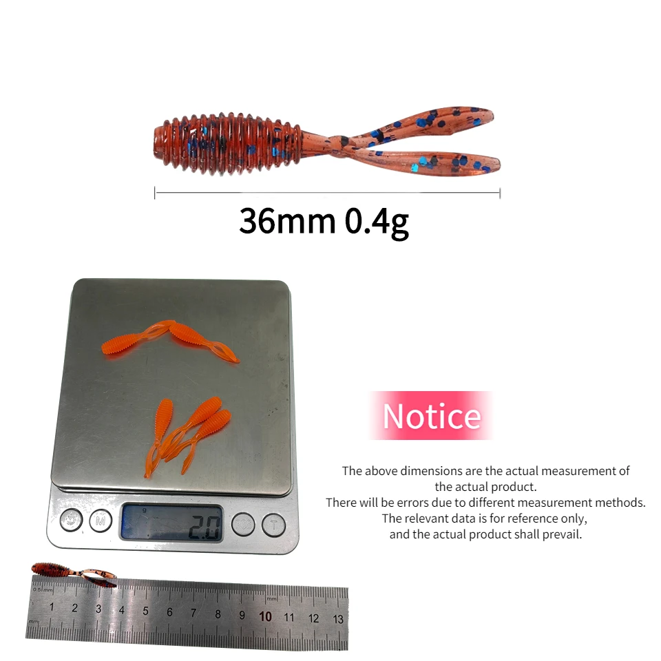 Cebos artificiales de gusano suave para pesca en roca, Wobblers Leurre Souple, perca, trucha, 36mm/0,4g, lote de 20 unidades - imagen 5