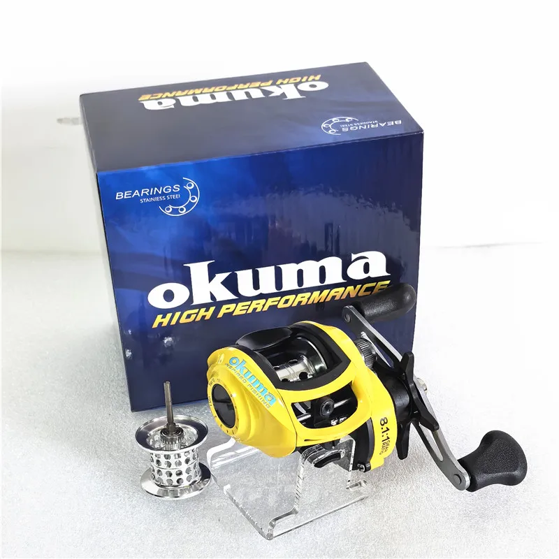 Rueda de gota de agua de doble taza OKuma, 8KG, arrastre máximo, micro objeto, línea antiexplosión, rueda amarilla pequeña - imagen 4