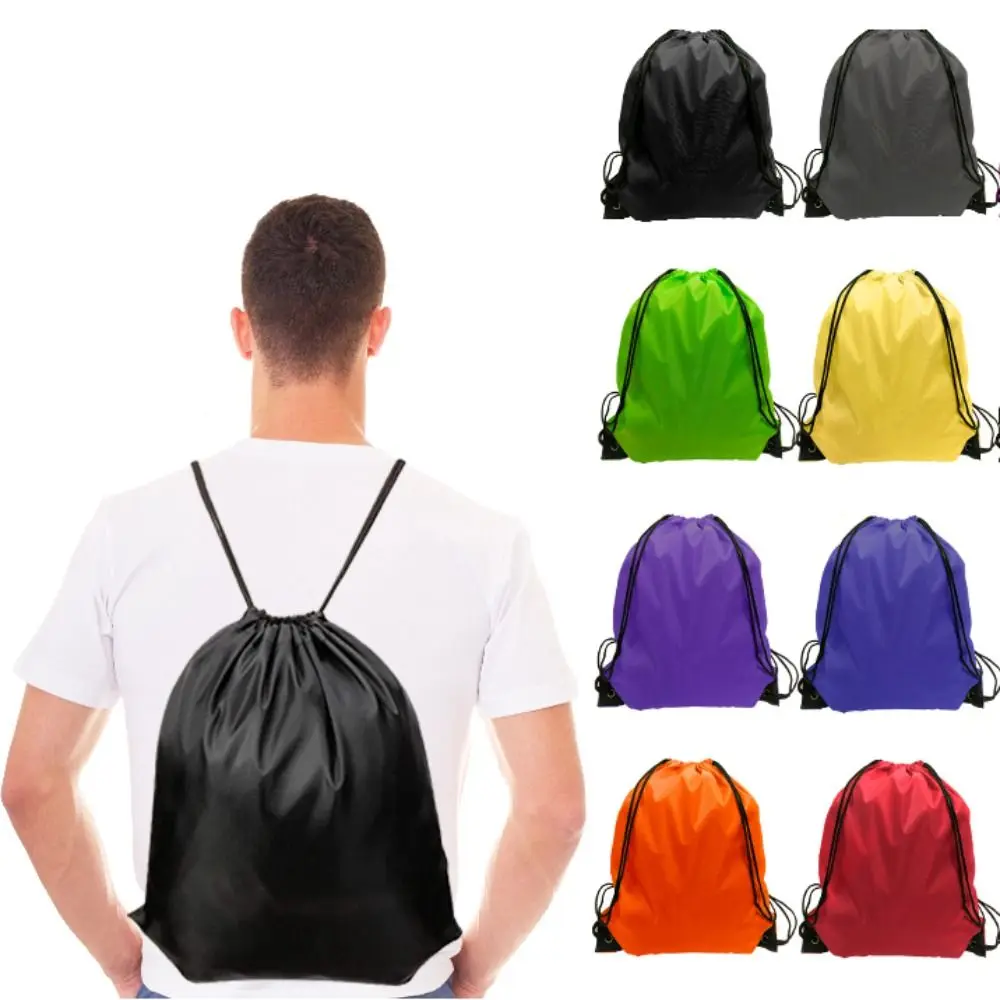 Prácticas bolsas con cordón de poliéster, mochila portátil impermeable para montar, bolsa deportiva plegable multicolor para viajes, natación, gimnasio