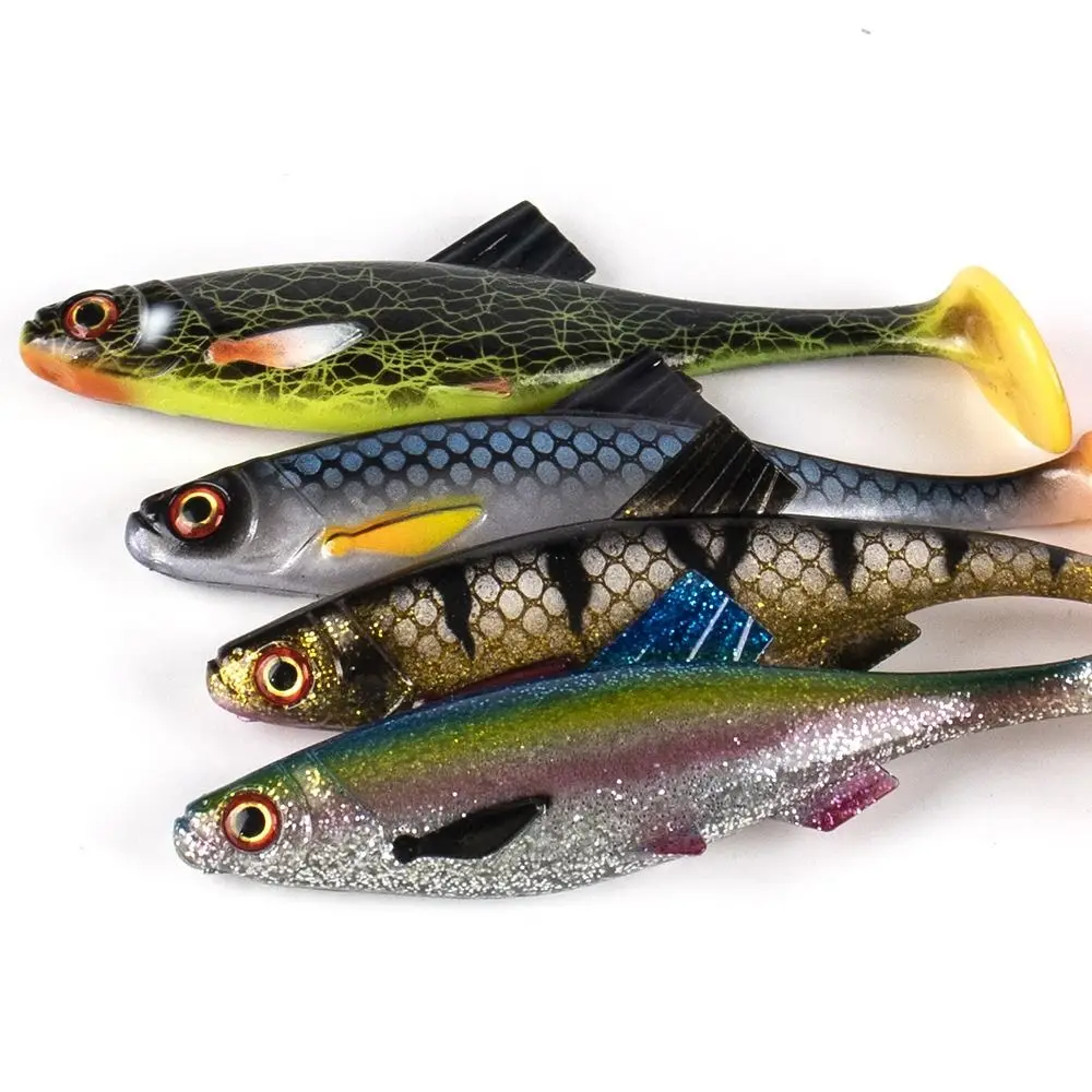 Señuelos de pesca blandos portátiles de 15CM, ojos 3D, cola en T, Swimbait Artificial de silicona, aparejos de pesca - imagen 3