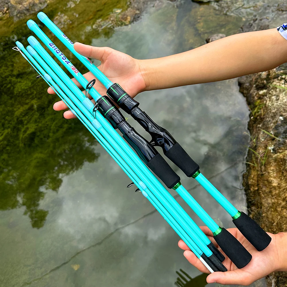 Caña de pescar con señuelo de agua dulce portátil, caña de pescar de punta sólida de alta sensibilidad, 1,8 m/2,1 m, fundición/Spinning para todas las aguas - imagen 2