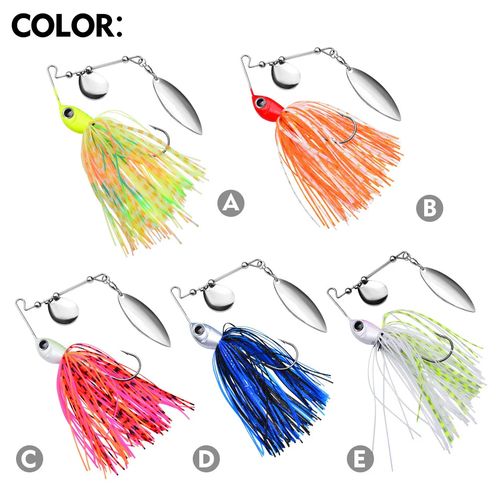 1PC 14g 18g Buzzbait señuelo de pesca lentejuelas cebo Spinner alambre cebo sin malezas Spinnerbait Wobbler para lubina Pike Walleye pescado - imagen 2