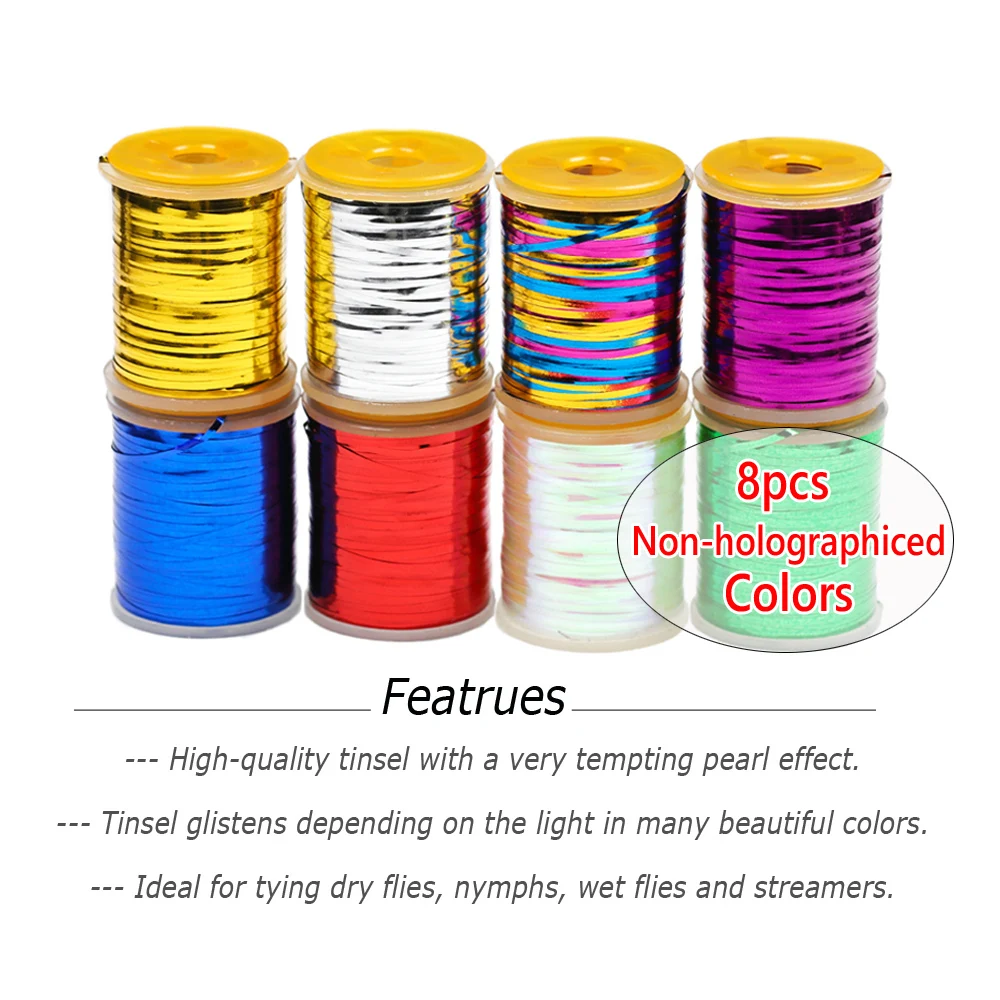 Bimoo, 1mm, atado de moscas, oropel plano de Mylar, oropel Flash holográfico, oropel Flashback, ninfa, serpentina húmeda seca, atado de moscas, Material, Señuelos de Pesca - imagen 5