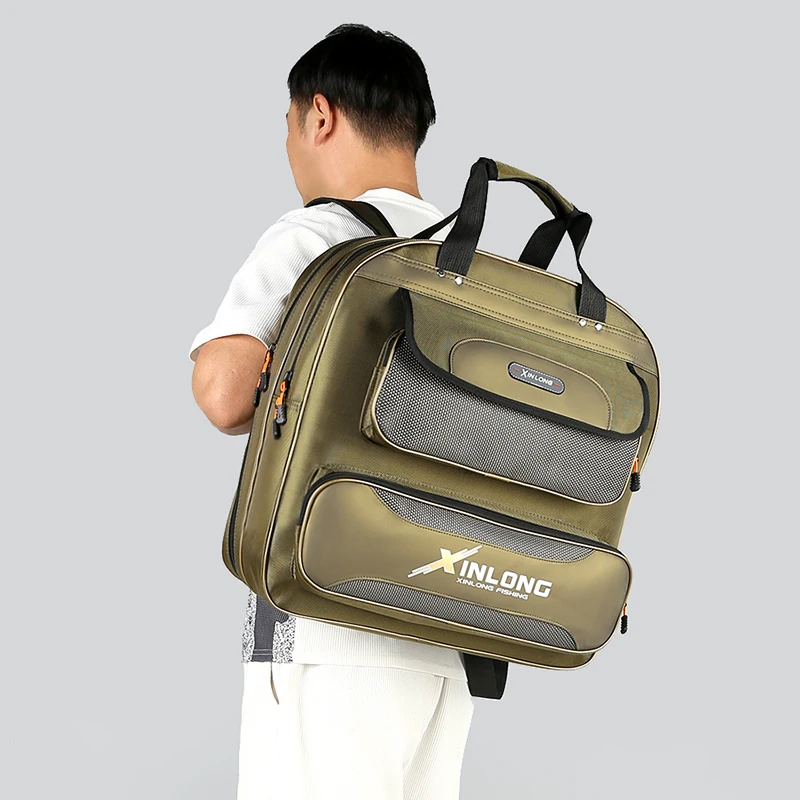 Mochila de pesca con señuelo, 2/3 capas, para viajes al aire libre, deportes, bolsa de protección para peces, silla de pesca, caja flotante de red, bolso de almacenamiento