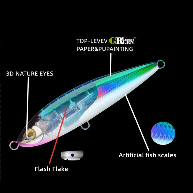 Señuelo de pesca de lápiz flotante, Wobbler Artificial para pesca Al curricán, atún, pez vela GT, 2023mm, 88g, 190 - imagen 4