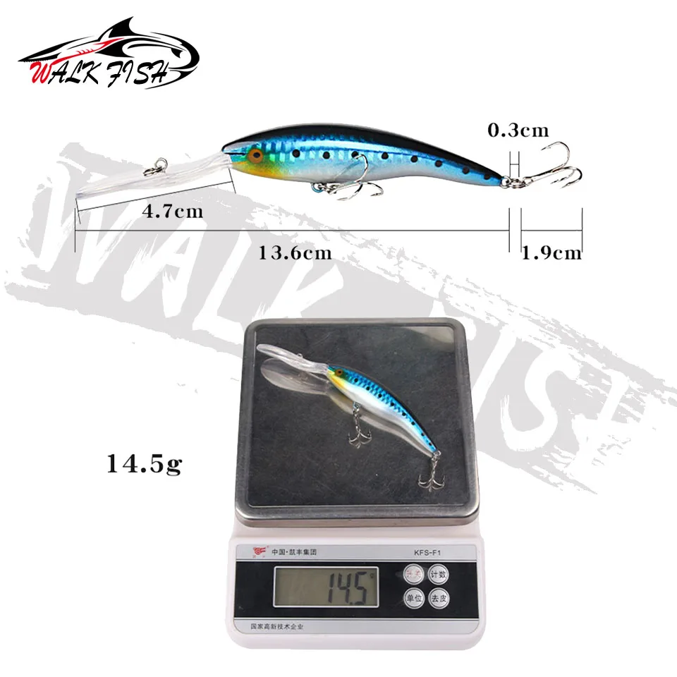 WALK FISH-señuelo de pesca de pececillos, cebo duro Artificial biónico, ojos 3D, 13,8 cm, 14,5g, flotante, Wobbler, Crankbait, curricán de lubina, 1 piezas - imagen 5