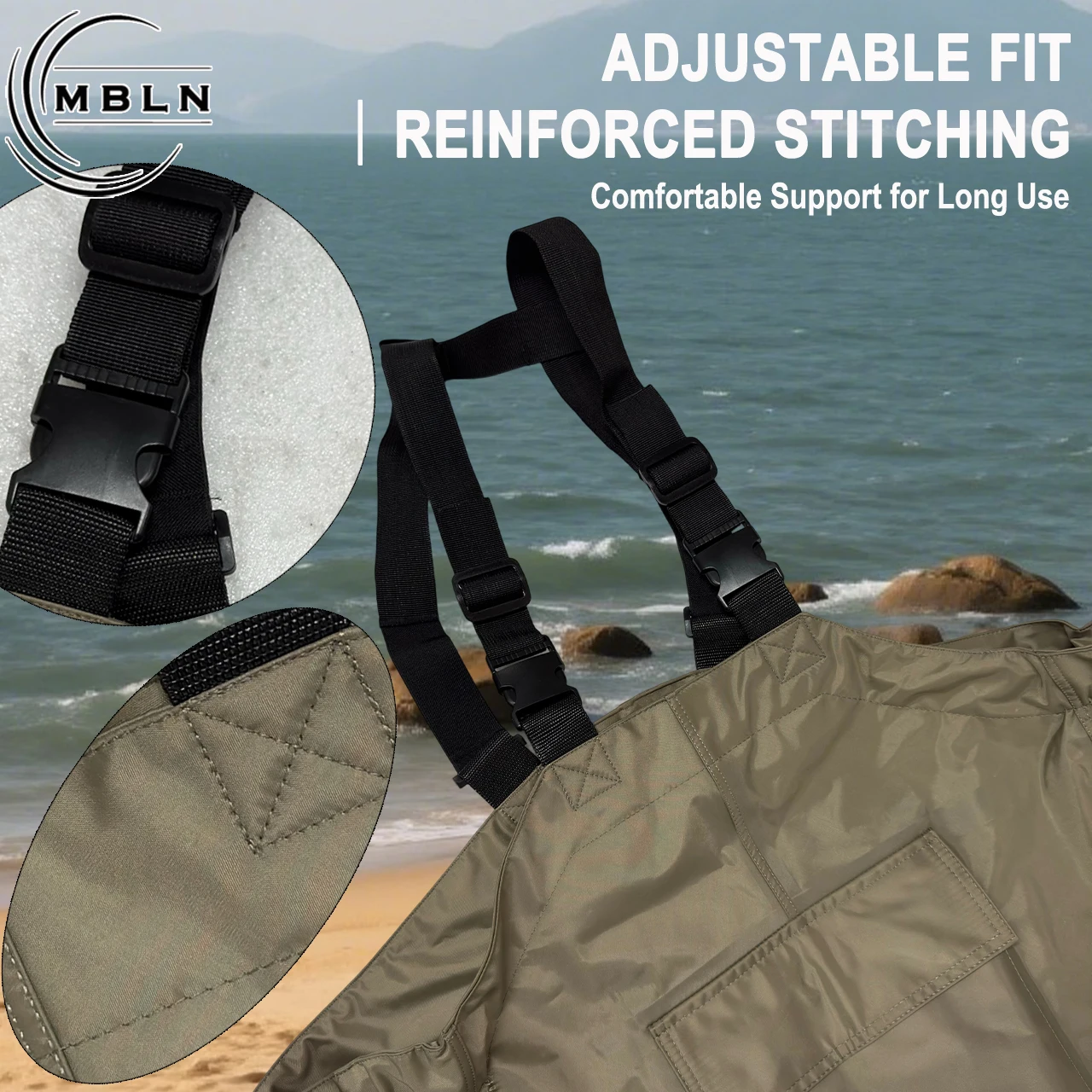 Trampas de pesca impermeables 170T nailon con botas caqui - imagen 5
