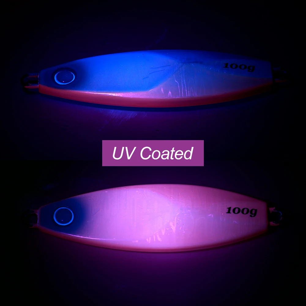 CASTFUN plantillas de Metal 60g 100g UV lento agua salada Jigging señuelo Jigging cebos artificiales señuelos aparejos de pesca - imagen 4